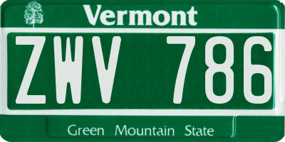 VT license plate ZWV786