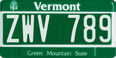 VT license plate ZWV789