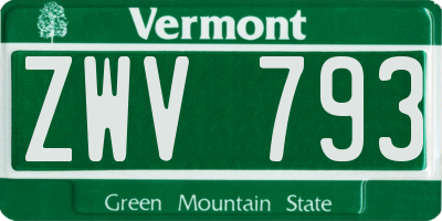 VT license plate ZWV793