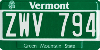 VT license plate ZWV794