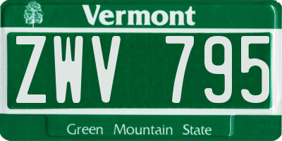 VT license plate ZWV795
