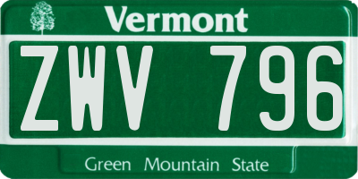 VT license plate ZWV796