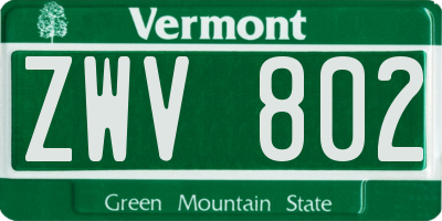 VT license plate ZWV802