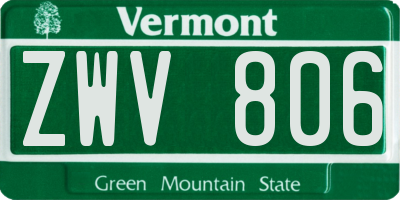 VT license plate ZWV806