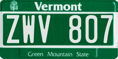 VT license plate ZWV807
