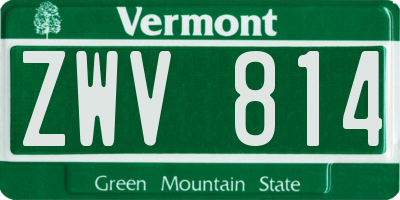 VT license plate ZWV814