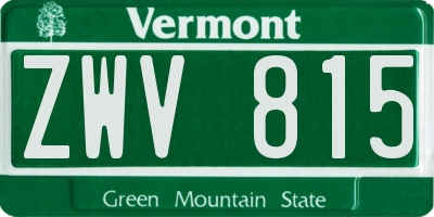 VT license plate ZWV815