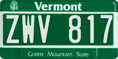 VT license plate ZWV817