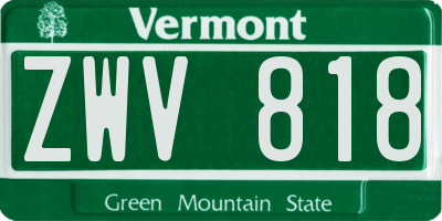 VT license plate ZWV818
