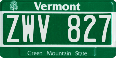 VT license plate ZWV827