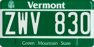 VT license plate ZWV830