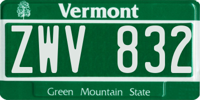 VT license plate ZWV832