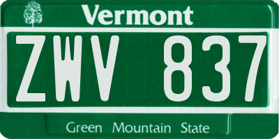 VT license plate ZWV837
