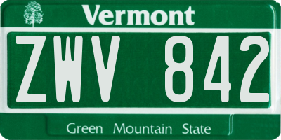 VT license plate ZWV842