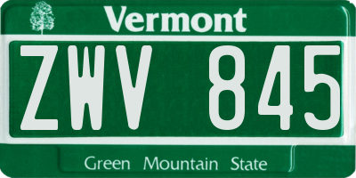 VT license plate ZWV845