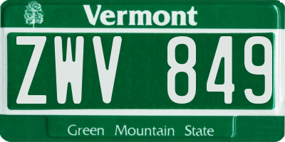 VT license plate ZWV849