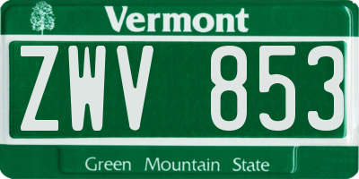 VT license plate ZWV853