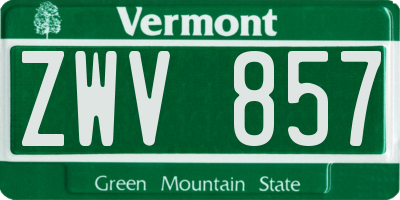VT license plate ZWV857