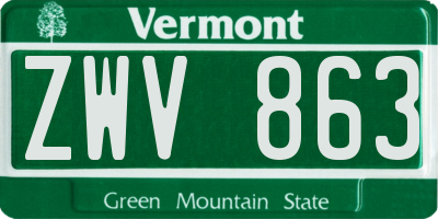VT license plate ZWV863