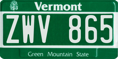 VT license plate ZWV865