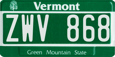 VT license plate ZWV868