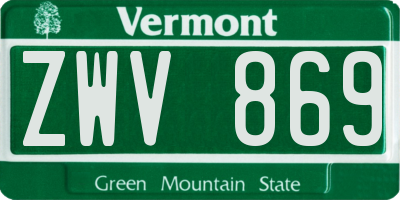 VT license plate ZWV869