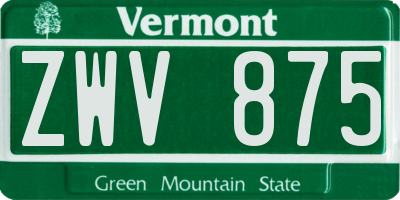 VT license plate ZWV875