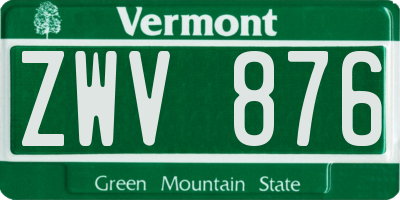 VT license plate ZWV876