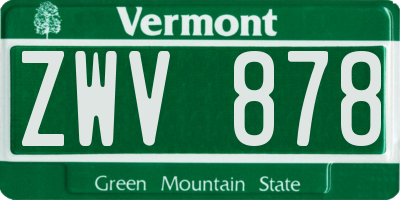 VT license plate ZWV878