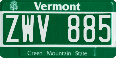 VT license plate ZWV885