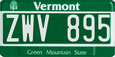 VT license plate ZWV895