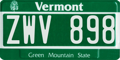VT license plate ZWV898