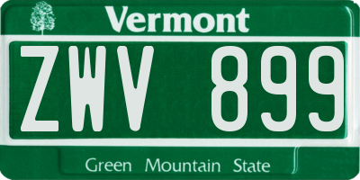 VT license plate ZWV899