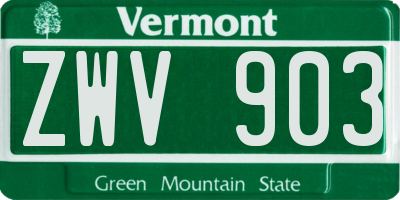VT license plate ZWV903