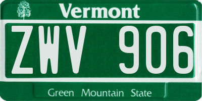 VT license plate ZWV906