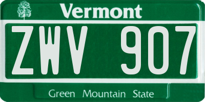 VT license plate ZWV907