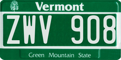 VT license plate ZWV908