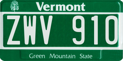 VT license plate ZWV910
