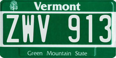 VT license plate ZWV913