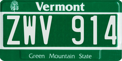 VT license plate ZWV914
