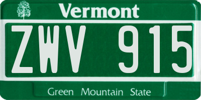 VT license plate ZWV915