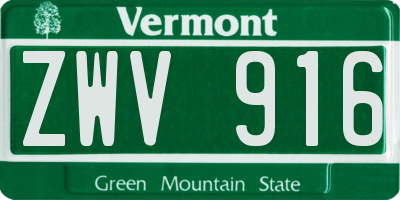 VT license plate ZWV916