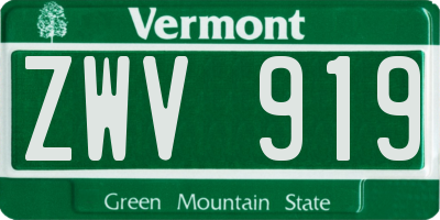VT license plate ZWV919