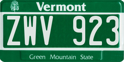 VT license plate ZWV923