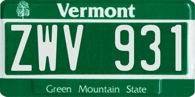 VT license plate ZWV931