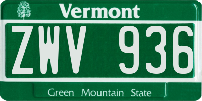 VT license plate ZWV936