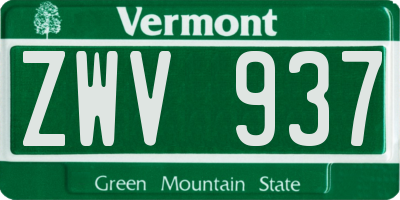 VT license plate ZWV937