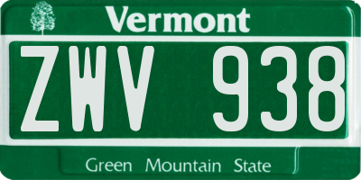 VT license plate ZWV938