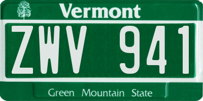 VT license plate ZWV941