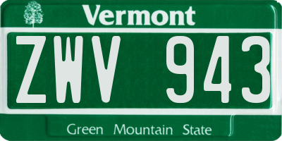 VT license plate ZWV943